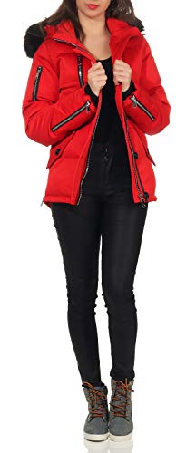 Malito Mujer Chaqueta de Invierno Chaqueta Acolchada JF1841 (Rojo, XL)