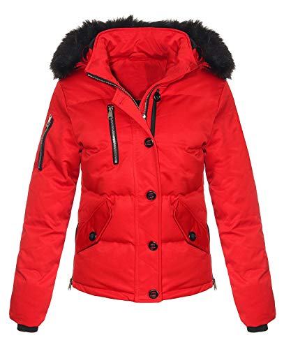 Malito Mujer Chaqueta de Invierno Chaqueta Acolchada JF1841 (Rojo, XL)