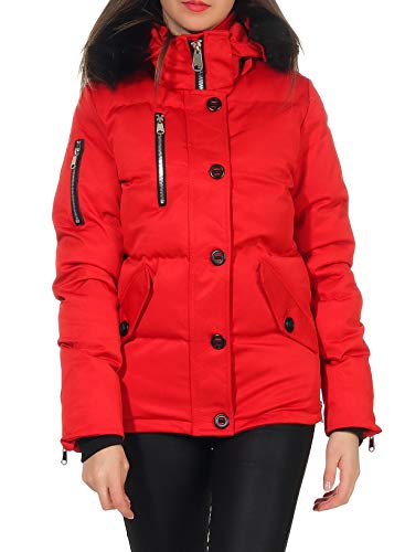 Malito Mujer Chaqueta de Invierno Chaqueta Acolchada JF1841 (Rojo, XL)