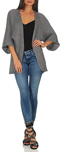 Malito Mujer Lana-Chaqueta Superior Cardigan Suéter Pullover 0185 (Adecuado de la Talla 40 hasta 46, Gris)