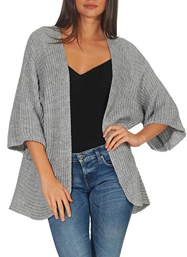 Malito Mujer Lana-Chaqueta Superior Cardigan Suéter Pullover 0185 (Adecuado de la Talla 40 hasta 46, Gris Claro)