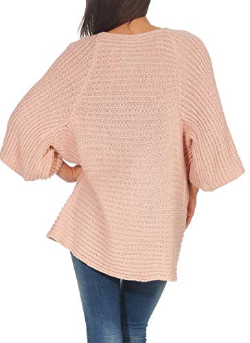 Malito Mujer Lana-Chaqueta Superior Cardigan Suéter Pullover 0185 (Adecuado de la Talla 40 hasta 46, Rosa)