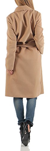 malito Mujer larga Capote Cascada de Corte Abrigo Cárdigan 3050 (camel)