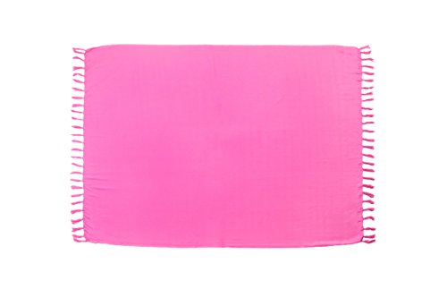 MANUMAR Mujer Pareo opaco, toalla de playa grandes Sarong en rosa brillante, 155 x 115 cm, toalla vestido de verano, bikini vestido de playa