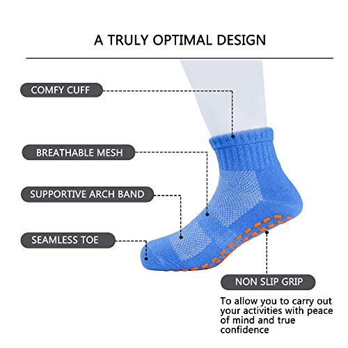 MaoXinTek Calcetines Antideslizantes para Niños Pequeños Algodón Lindo con Puños, Calentar 6 Pares de Zapatillas Calcetines de Piso de Corte Bajo con Silicona para 4-6 años de Bebés y Niñas