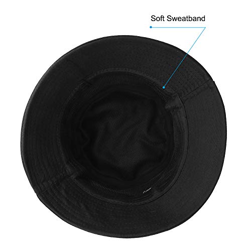 MaoXinTek Sombrero del Pescador Algodón Plegable Bucket Hat Al Aire Libre Visera para Senderismo Camping y Playa 56-58 cm Negro