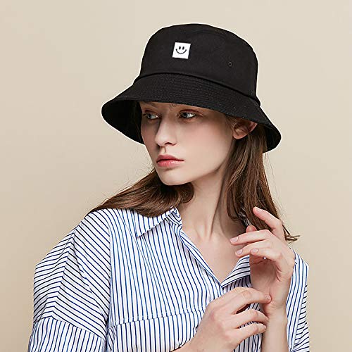 MaoXinTek Sombrero del Pescador Algodón Plegable Bucket Hat Al Aire Libre Visera para Senderismo Camping y Playa 56-58 cm Negro