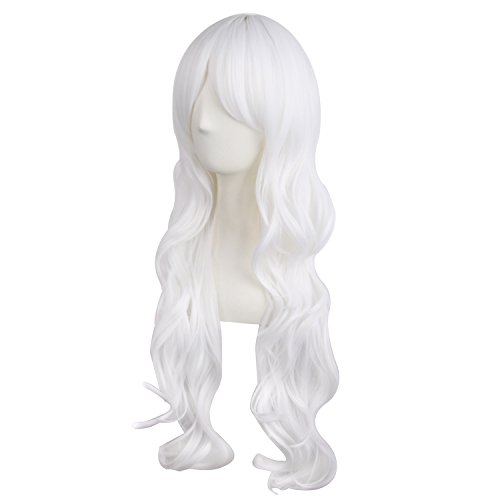 MapofBeauty 28 pulgada/ 70 cm Peluca De Pelo Rizado Largo Natural Natural De Moda (blanco)