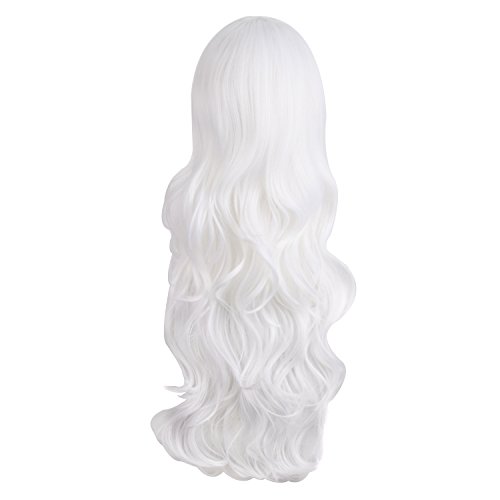 MapofBeauty 28 pulgada/ 70 cm Peluca De Pelo Rizado Largo Natural Natural De Moda (blanco)