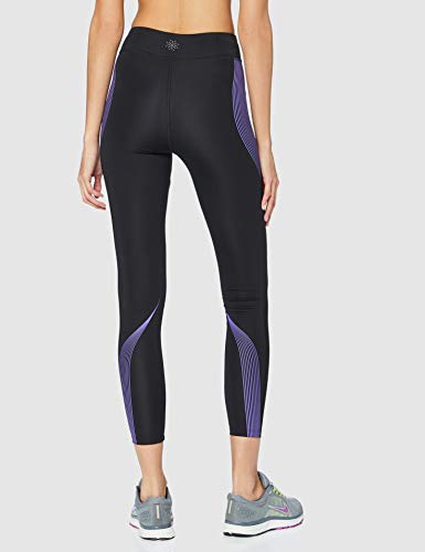 Marca Amazon - AURIQUE Bal181la18 - leggings deporte mujer Mujer, Negro (Black/Dahlia Purple), 40, Label:M