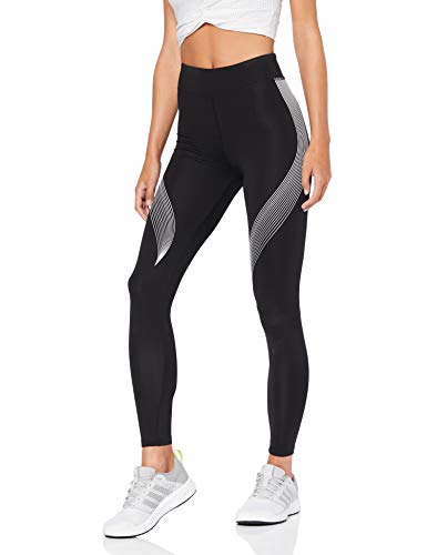 Marca Amazon - AURIQUE Bal181la18 - leggings deporte mujer Mujer, Negro (Black/White), 42, Label:L
