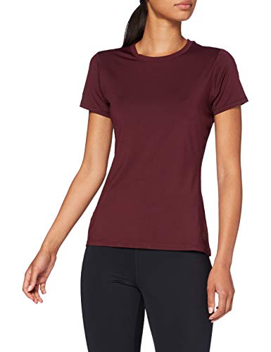 Marca Amazon - AURIQUE Camiseta Deportiva con Panel de Rejilla Mujer, Rojo (Port), 42, Label:L