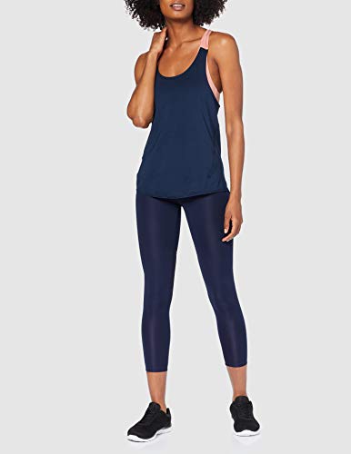 Marca Amazon - AURIQUE Camiseta Deportiva de Doble Capa Mujer, Negro (Dress Blue/Rosette), 38, Label:S