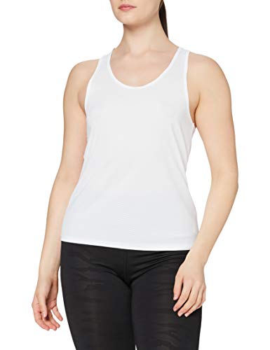 Marca Amazon - AURIQUE Camiseta Deportiva de Tirantes de Rejilla Mujer, Blanco (White), 40, Label:M
