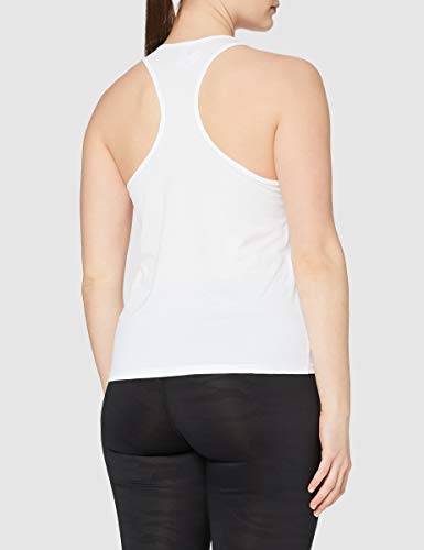 Marca Amazon - AURIQUE Camiseta Deportiva de Tirantes de Rejilla Mujer, Blanco (White), 40, Label:M