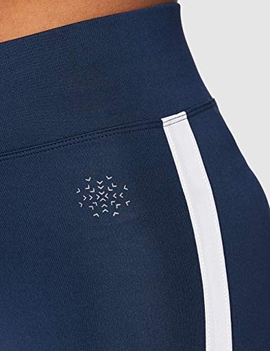 Marca Amazon - AURIQUE Leggings de Deporte con Banda Lateral Estilo Capri Mujer, Azul (Dress Blue), 40, Label:M