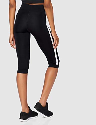 Marca Amazon - AURIQUE Leggings de Deporte con Banda Lateral Estilo Capri Mujer, Negro (Black), 38, Label:S