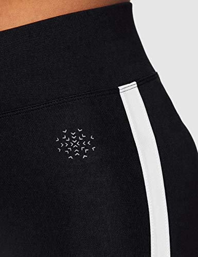 Marca Amazon - AURIQUE Leggings de Deporte con Banda Lateral Estilo Capri Mujer, Negro (Black), 38, Label:S