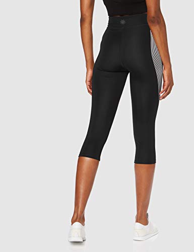 Marca Amazon - AURIQUE Mallas de Deporte Capri Estampadas Mujer, Negro (Black/White), 44, Label:XL
