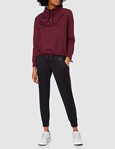 Marca Amazon - AURIQUE Mallas de Deporte Cortas con Banda Lateral Mujer, Negro (Black/Port Royale), 36, Label:XS