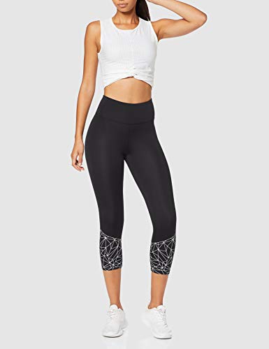 Marca Amazon - AURIQUE Mallas de Deporte Cortas Mujer, Negro (Black/White), 38, Label:S