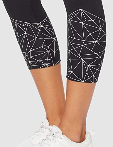 Marca Amazon - AURIQUE Mallas de Deporte Cortas Mujer, Negro (Black/White), 38, Label:S