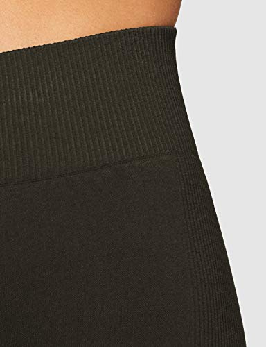 Marca Amazon - AURIQUE Mallas de Deporte Cortas sin Costuras Mujer, Verde (Peat), 42, Label:L