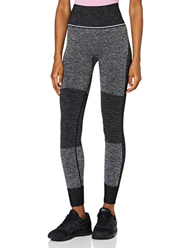 Marca Amazon - AURIQUE Mallas de Deporte sin Costuras de Tiro Alto Mujer, Negro (Black), 38, Label:S