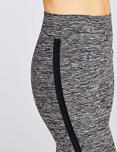 Marca Amazon - AURIQUE Mallas de Entrenamiento 7/8 con Banda Lateral Mujer, Gris (Grey Marl), 42, Label:L