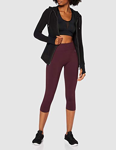 Marca Amazon - AURIQUE Mallas para Correr Cortas sin Costuras Mujer, Rojo (Port), 42, Label:L