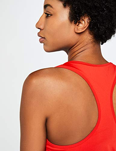 Marca Amazon - AURIQUE Racerback Camiseta deportiva de tirantes Mujer, Multicolor (Black And Sport Red), 38, Label:S