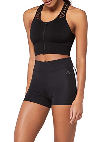 Marca Amazon - AURIQUE Shorts de Deporte con Banda Lateral Mujer, Negro (Black), 38, Label:S