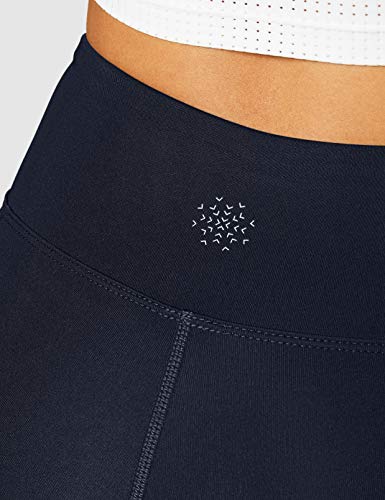 Marca Amazon - AURIQUE Shorts para Correr con Banda Lateral Mujer, Azul (Navy/White), 38, Label:S