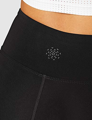Marca Amazon - AURIQUE Shorts para Correr con Banda Lateral Mujer, negro (negro/blanco), 36, Label:XS