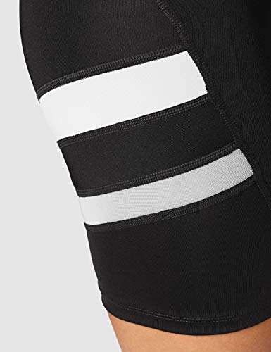 Marca Amazon - AURIQUE Shorts para Correr con Banda Lateral Mujer, negro (negro/blanco), 38, Label:S