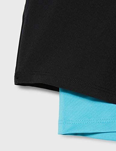 Marca Amazon - AURIQUE Shorts para Correr con Doble Capa Mujer, Negro (negro/azul Maui)., 38, Label:S