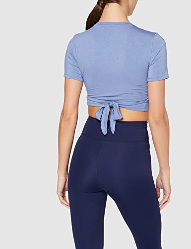Marca Amazon - AURIQUE Top de Deporte Corto Súper Suave Mujer, Azul (Colony Blue), 40, Label:M