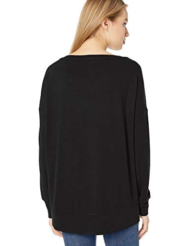 Marca Amazon - Daily Ritual - Jersey cómodo de punto con hombros caídos y cuello de pico para mujer, Negro, US S (EU S - M)