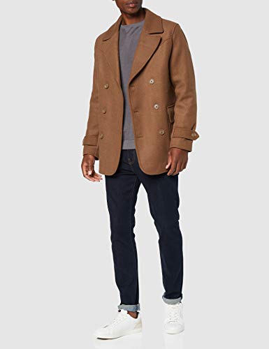 Marca Amazon - find. Abrigo Cruzado de Lana Hombre, Marrón (Camel), M, Label: M