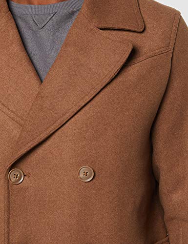 Marca Amazon - find. Abrigo Cruzado de Lana Hombre, Marrón (Camel), M, Label: M