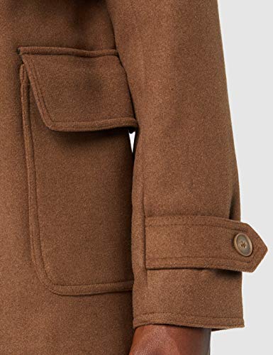 Marca Amazon - find. Abrigo Cruzado de Lana Hombre, Marrón (Camel), M, Label: M