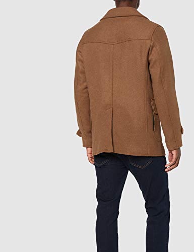 Marca Amazon - find. Abrigo Cruzado de Lana Hombre, Marrón (Camel), M, Label: M