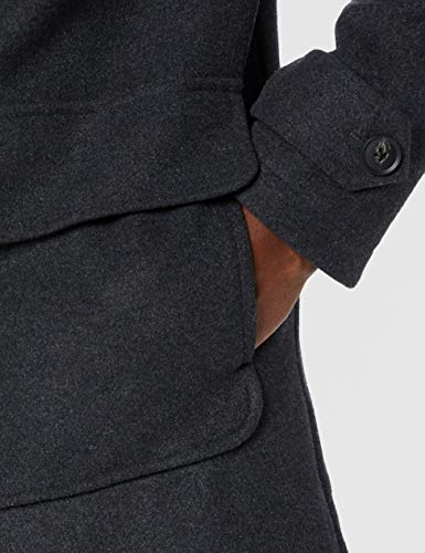 Marca Amazon - find. Abrigo Estilo Trenca de Lana Hombre, gris (Charcoal), S, Label: S