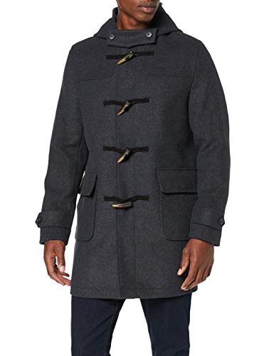 Marca Amazon - find. Abrigo Estilo Trenca de Lana Hombre, gris (Charcoal), S, Label: S