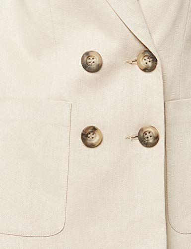 Marca Amazon - find. Americana de Lino Mujer, Beige (Stone), 44, Label: XL