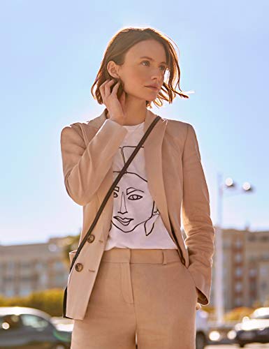 Marca Amazon - find. Americana de Lino Mujer, Beige (Stone), 44, Label: XL