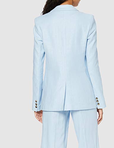 Marca Amazon - FIND Americana Larga de Lino Mujer, Azul (Sky Blue), 46, Label: XXL