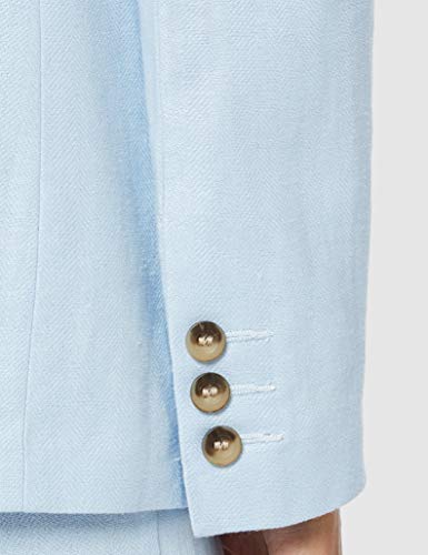 Marca Amazon - FIND Americana Larga de Lino Mujer, Azul (Sky Blue), 46, Label: XXL