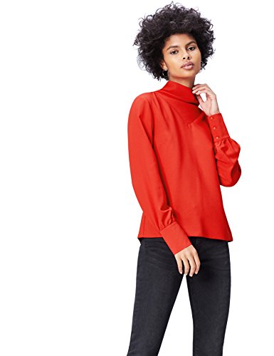 Marca Amazon - find. AN5478, Blusa de Cuello Alto Para Mujer, Rojo (Scarlet Red), 38, Label: S