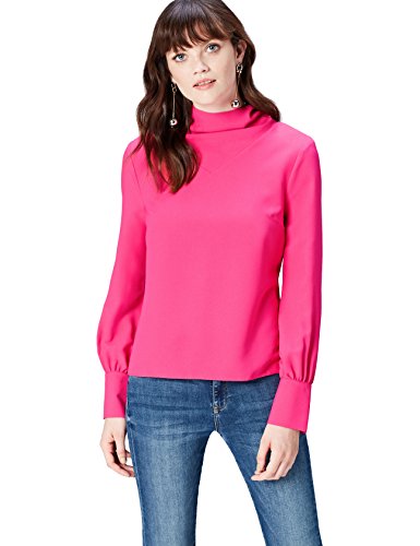 Marca Amazon - find. AN5478, Blusa de Cuello Alto Para Mujer, Rosa (Fuchsia Pink), 42, Label: L